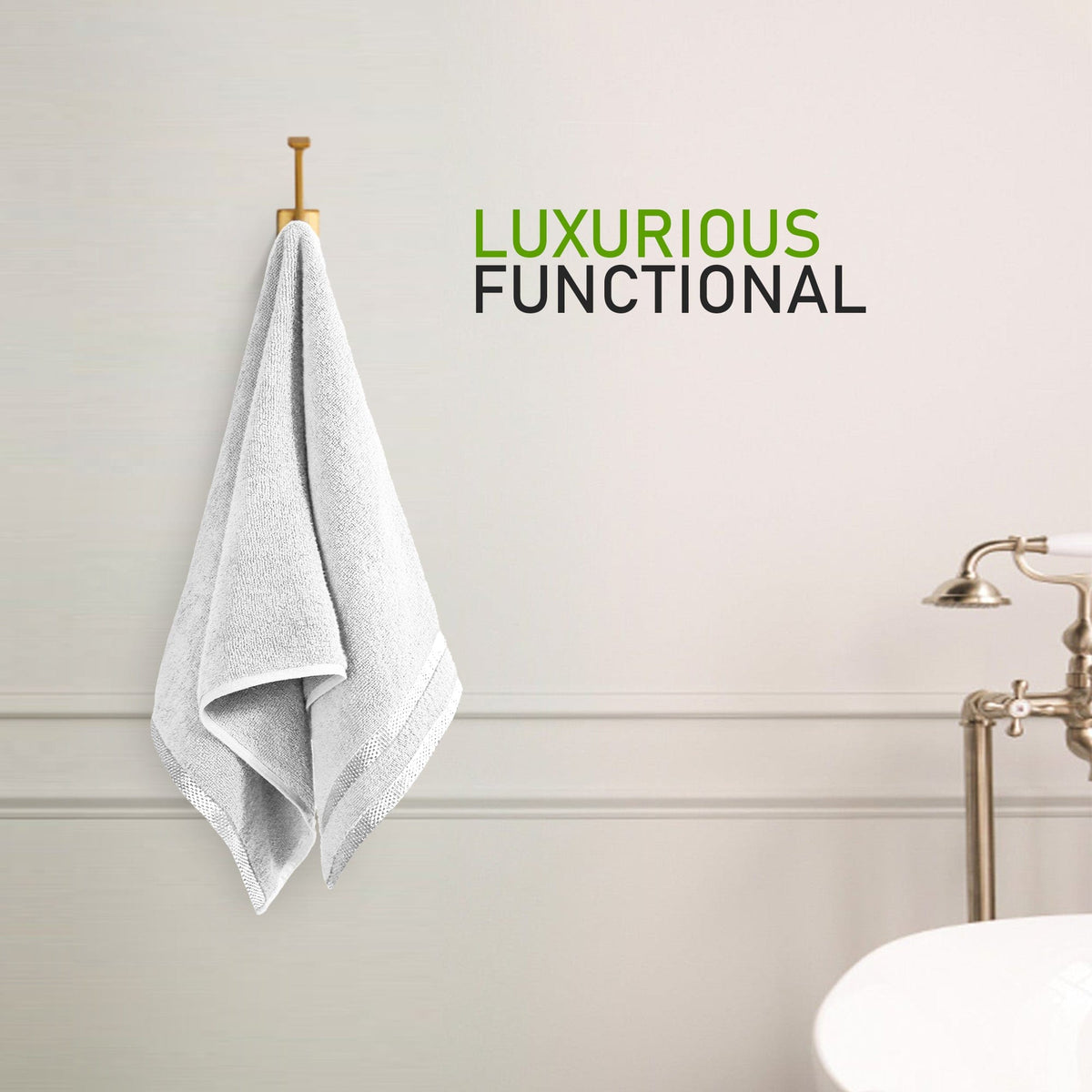 OLIVIA ROCCO Belmont Viscose Stripe White Towels 100% Cotton Hotel Quality Bath Towels