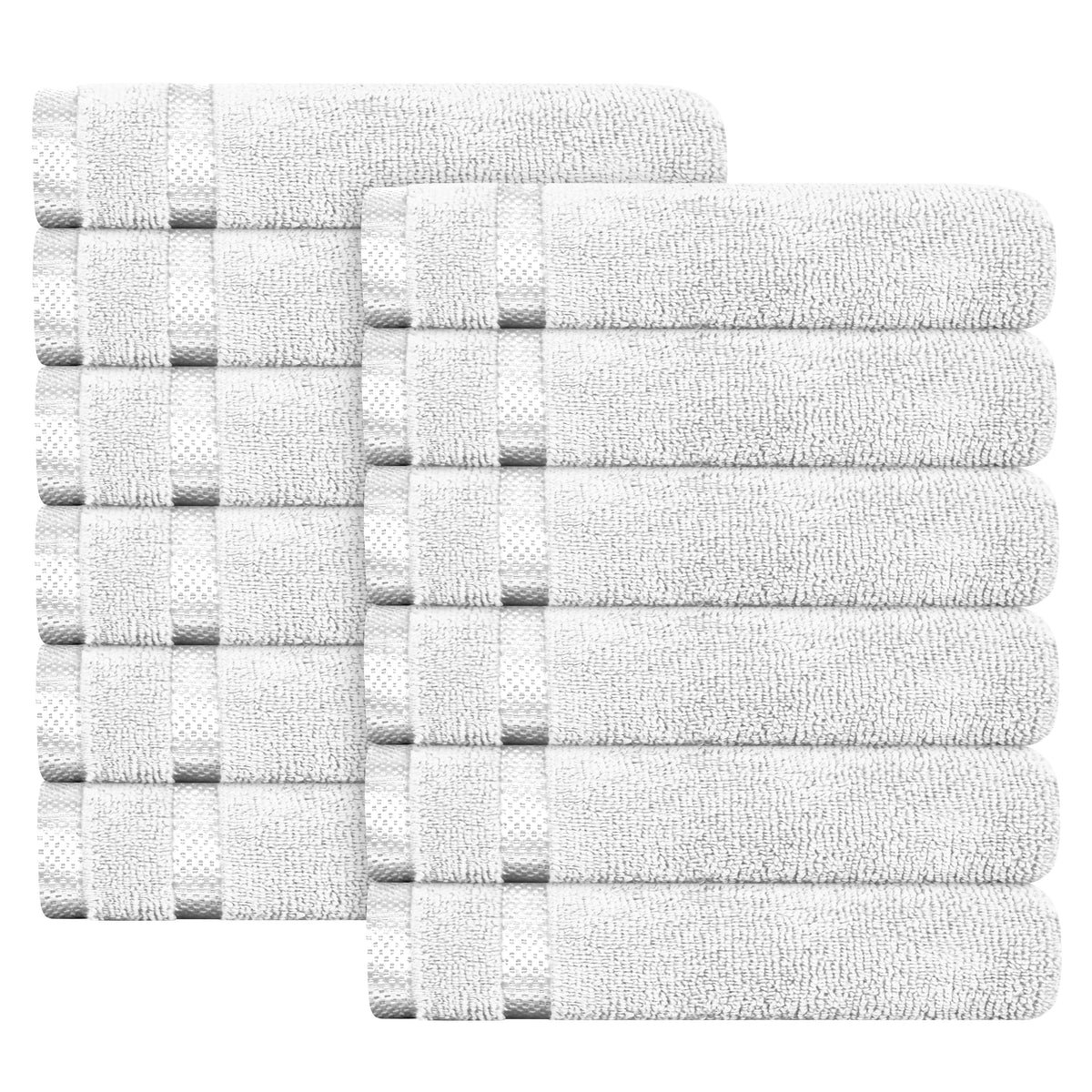 OLIVIA ROCCO Belmont Viscose Stripe White Towels 100% Cotton Hotel Quality Bath Towels