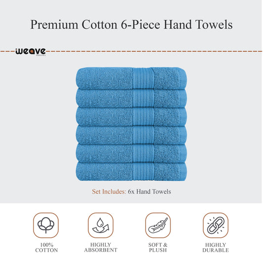 OLIVIA ROCCO Rhodes Towel Aqua 100% Cotton Hotel Quality Soft Super Absorbent Hand Towels
