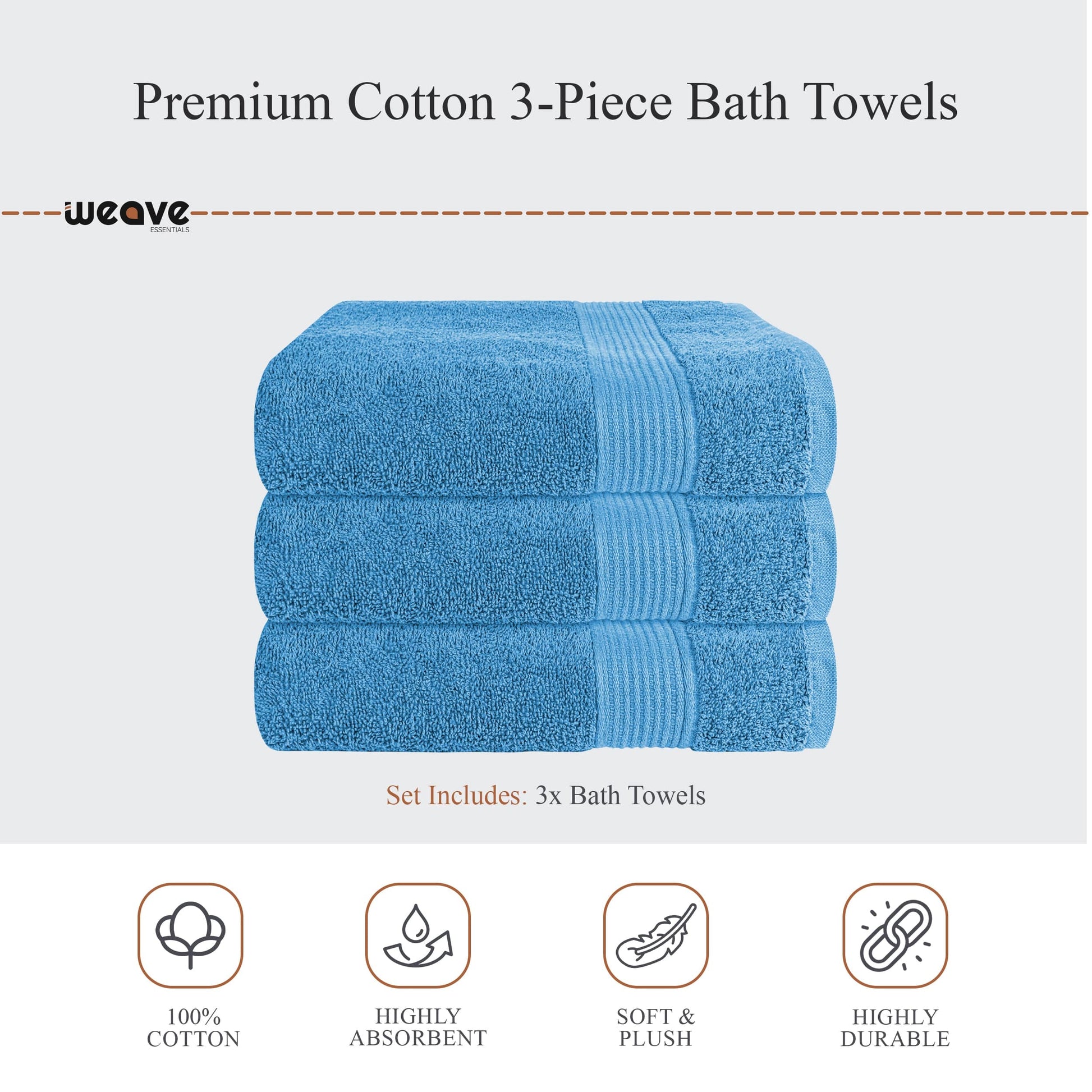OLIVIA ROCCO Rhodes Towel Aqua 100% Cotton Hotel Quality Soft Super Absorbent Hand Towels