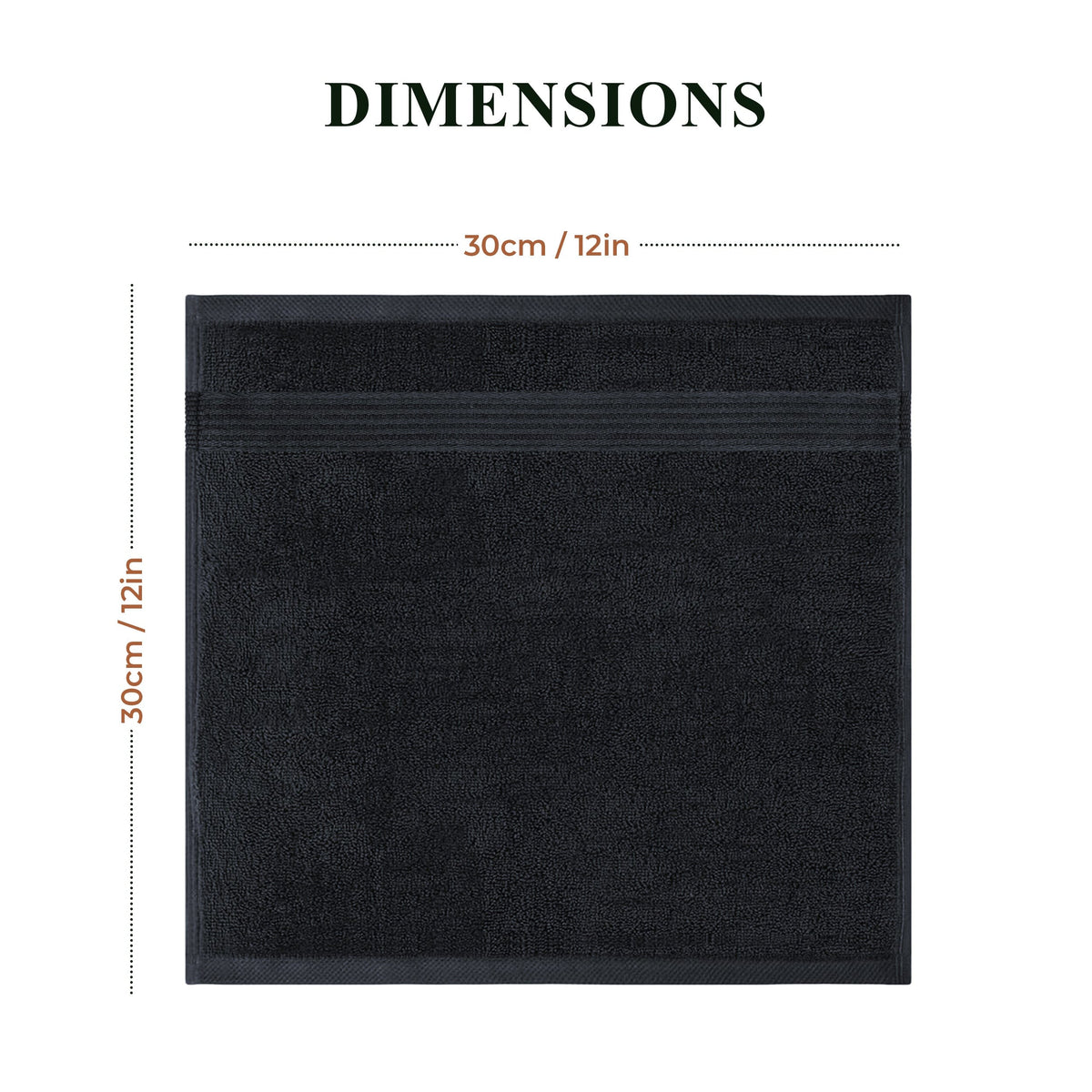 OLIVIA ROCCO Rhodes Towel Black 100% Cotton Hotel Quality Super Absorbent Hand Towels
