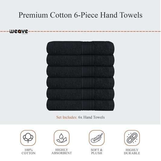 OLIVIA ROCCO Rhodes Towel Black 100% Cotton Hotel Quality Super Absorbent Hand Towels