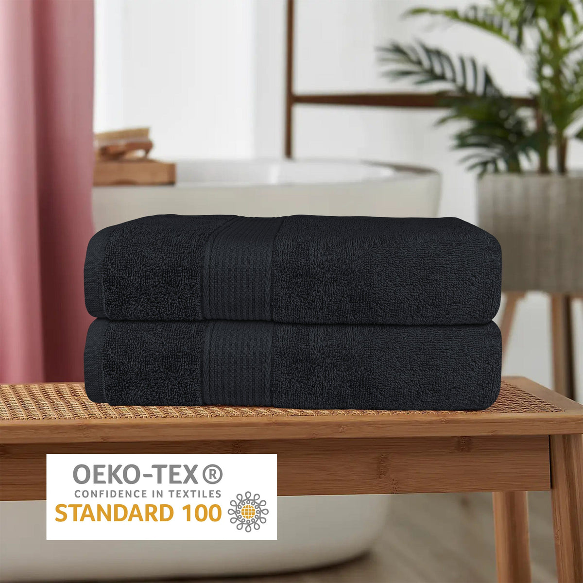 OLIVIA ROCCO Rhodes Towel Black 100% Cotton Hotel Quality Super Absorbent Hand Towels