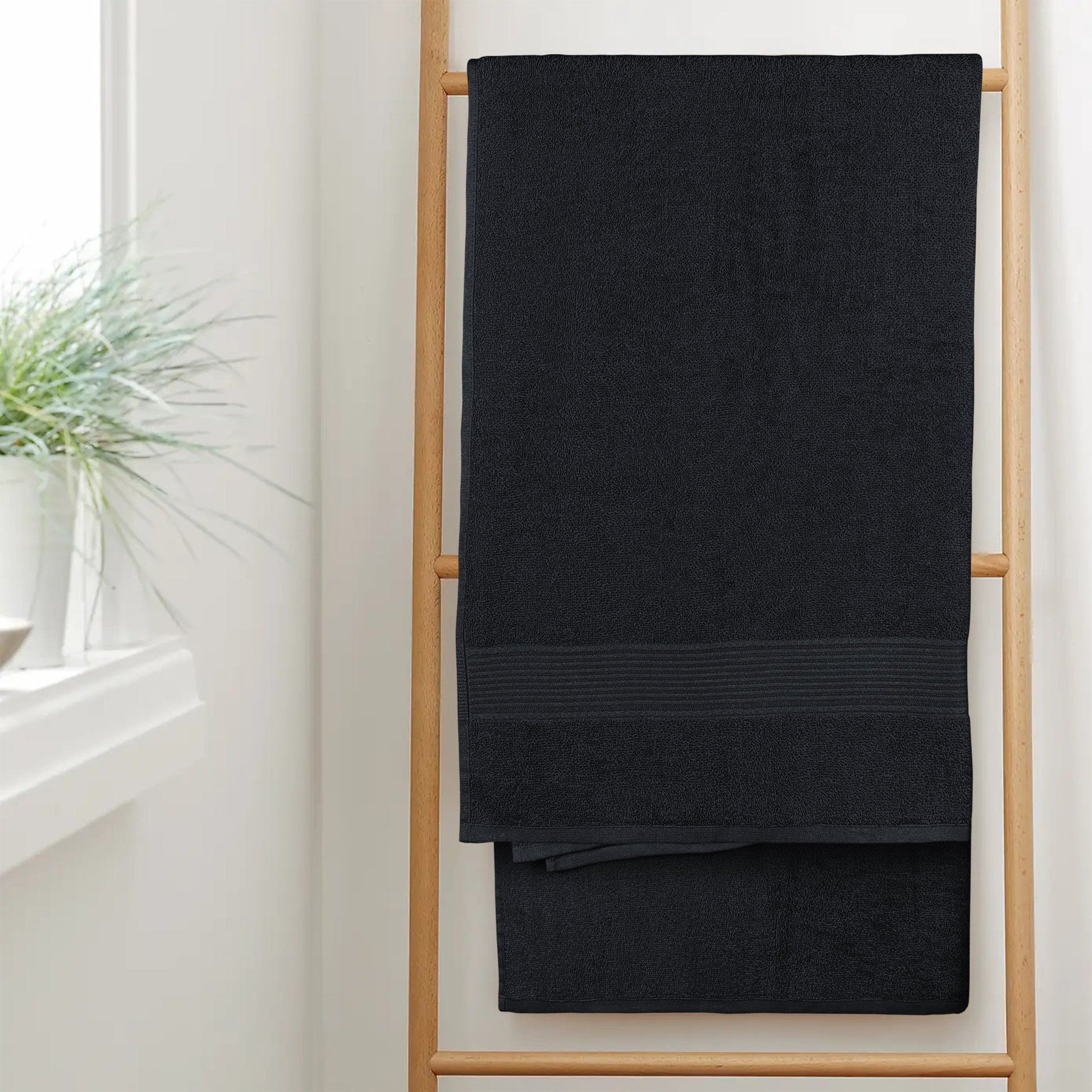 OLIVIA ROCCO Rhodes Towel Black 100% Cotton Hotel Quality Super Absorbent Hand Towels