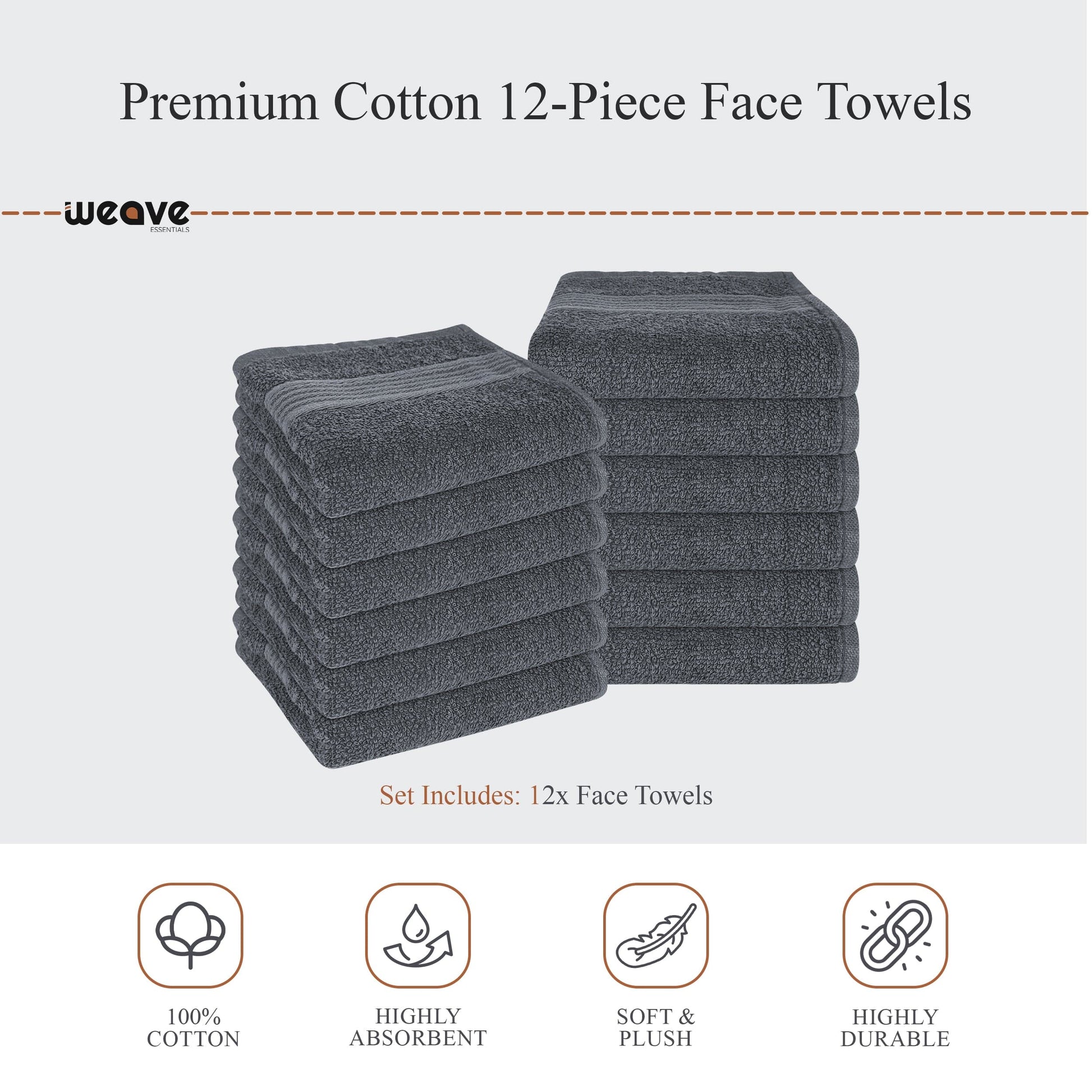 OLIVIA ROCCO Rhodes Towel Grey 100% Cotton Hotel Quality Soft Super Absorbent Hand Bath