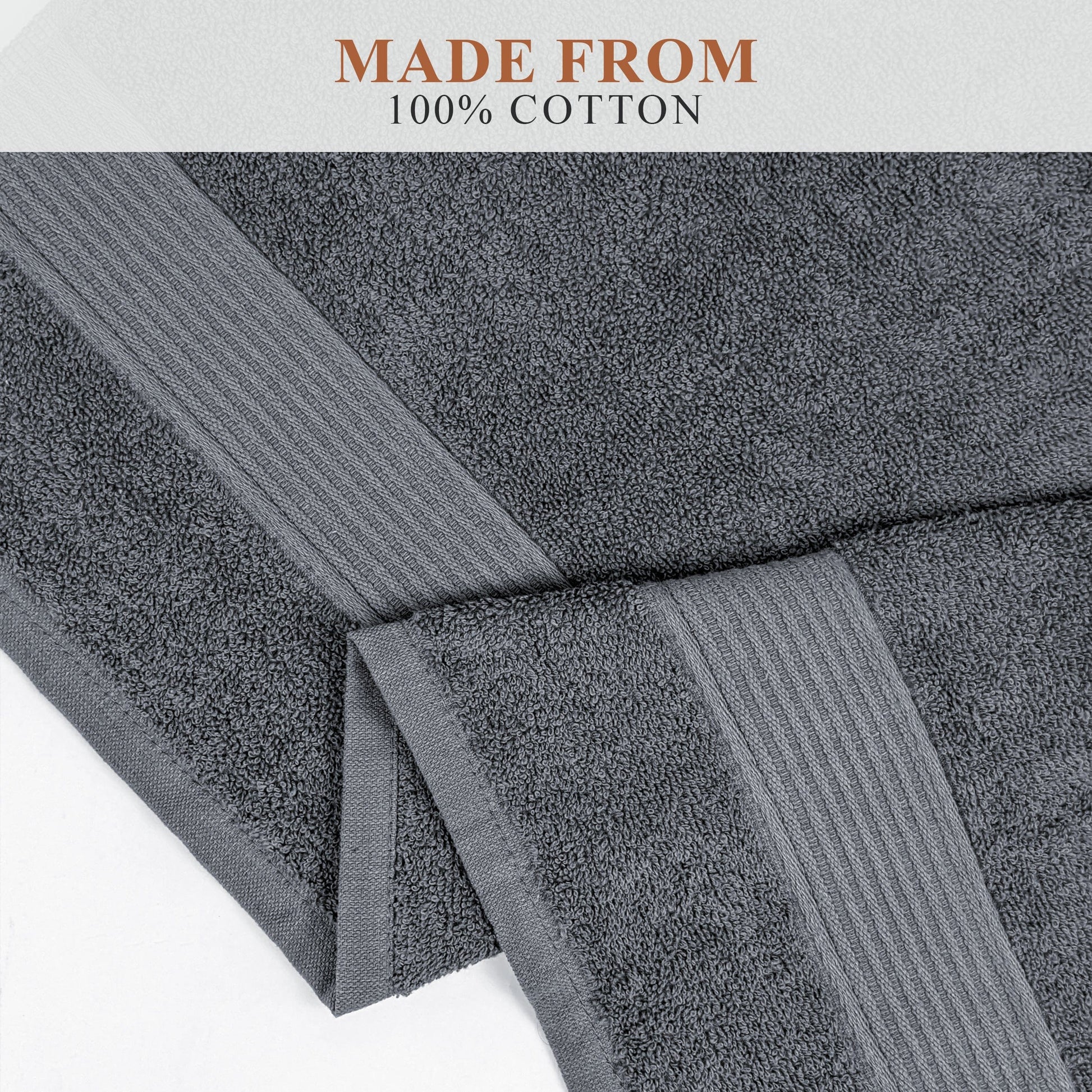 OLIVIA ROCCO Rhodes Towel Grey 100% Cotton Hotel Quality Soft Super Absorbent Hand Bath