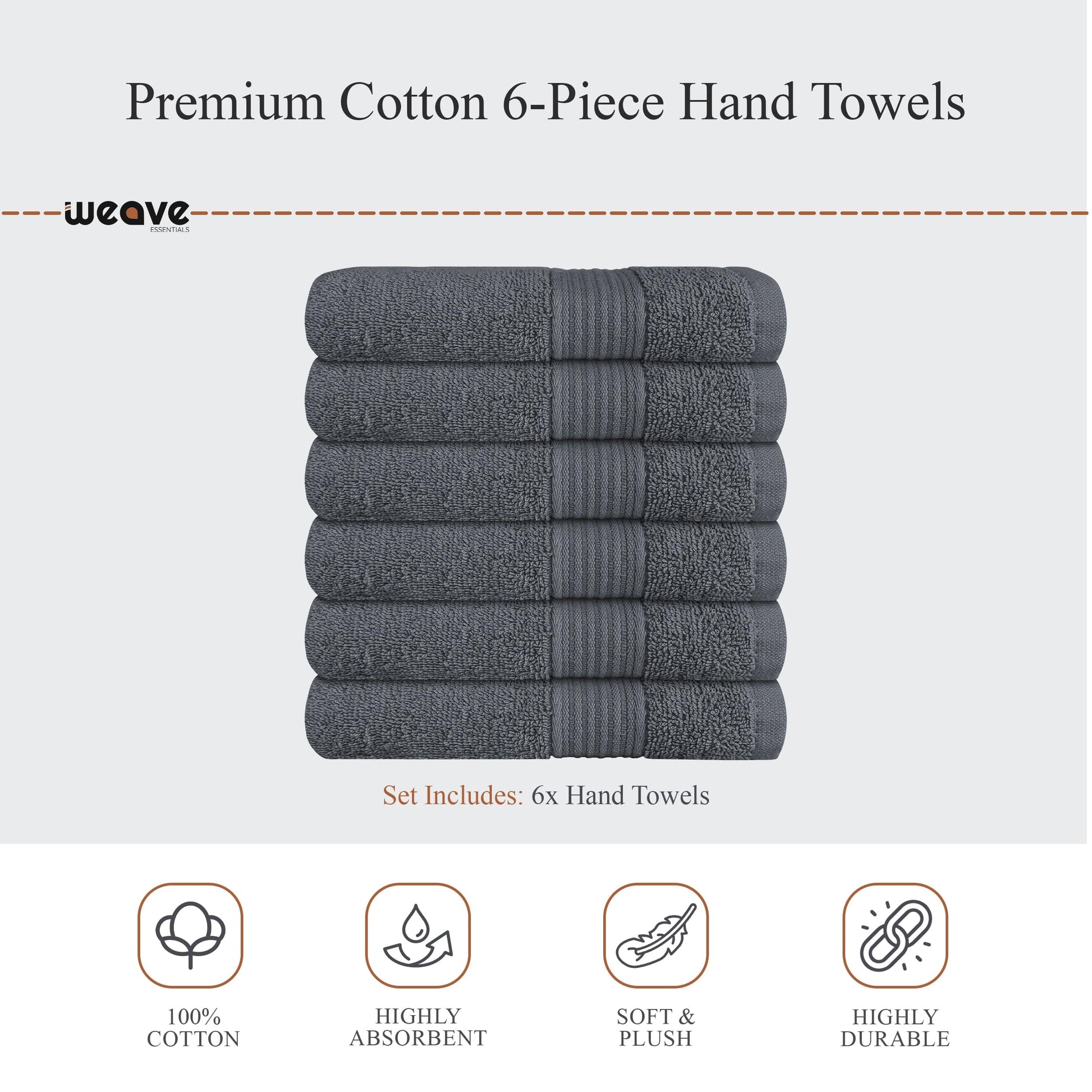 OLIVIA ROCCO Rhodes Towel Grey 100% Cotton Hotel Quality Soft Super Absorbent Hand Bath