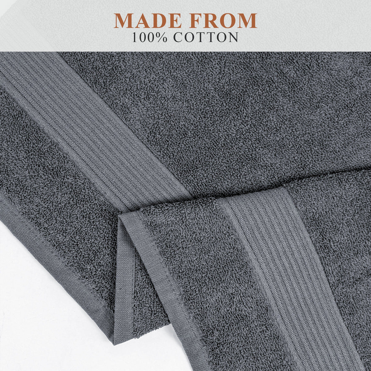 OLIVIA ROCCO Rhodes Towel Grey 100% Cotton Hotel Quality Soft Super Absorbent Hand Bath