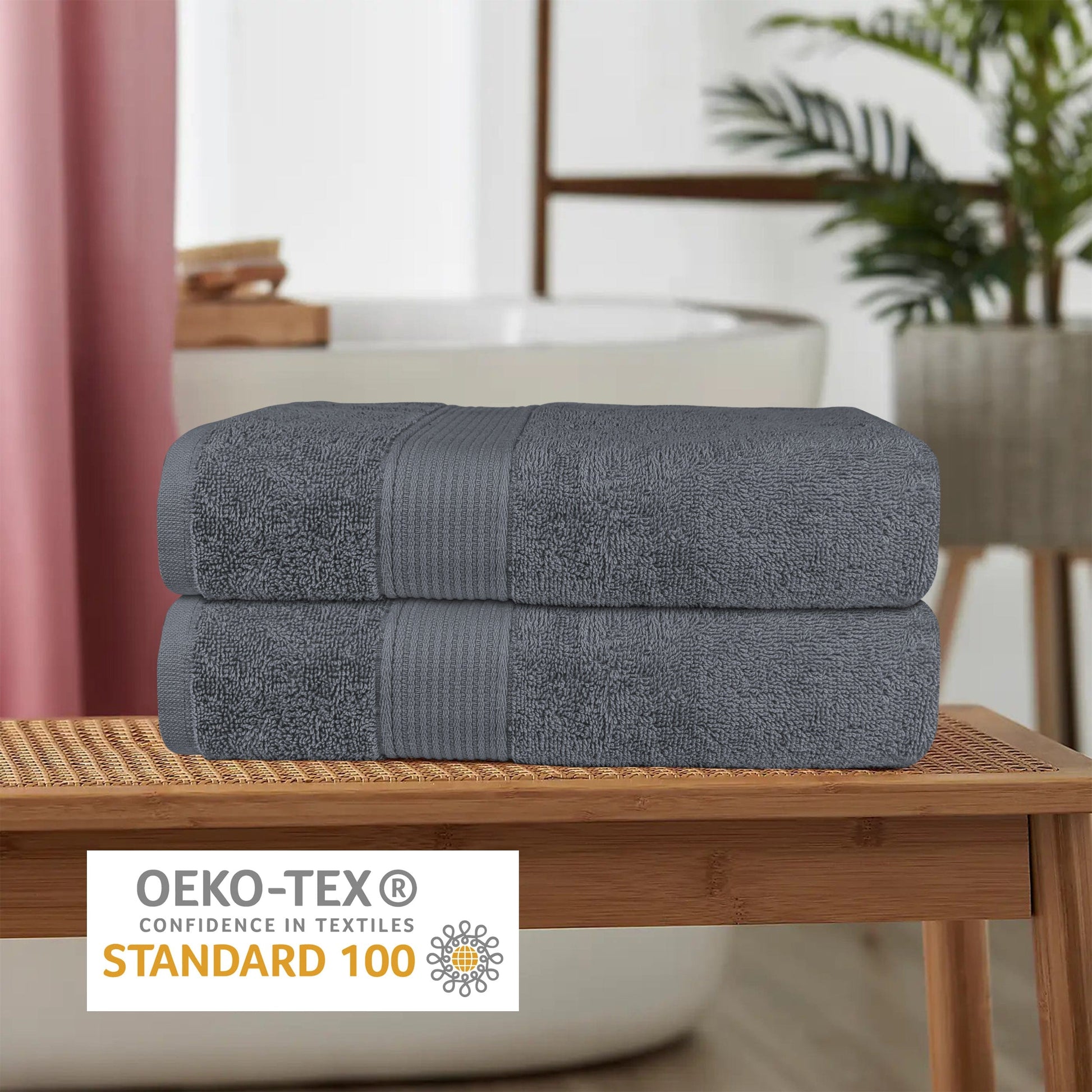 OLIVIA ROCCO Rhodes Towel Grey 100% Cotton Hotel Quality Soft Super Absorbent Hand Bath