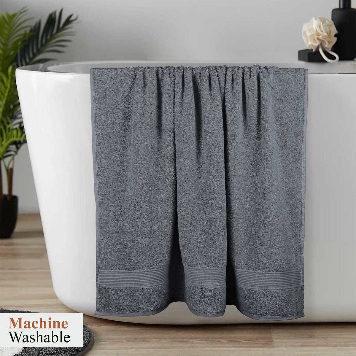 OLIVIA ROCCO Rhodes Towel Grey 100% Cotton Hotel Quality Soft Super Absorbent Hand Bath