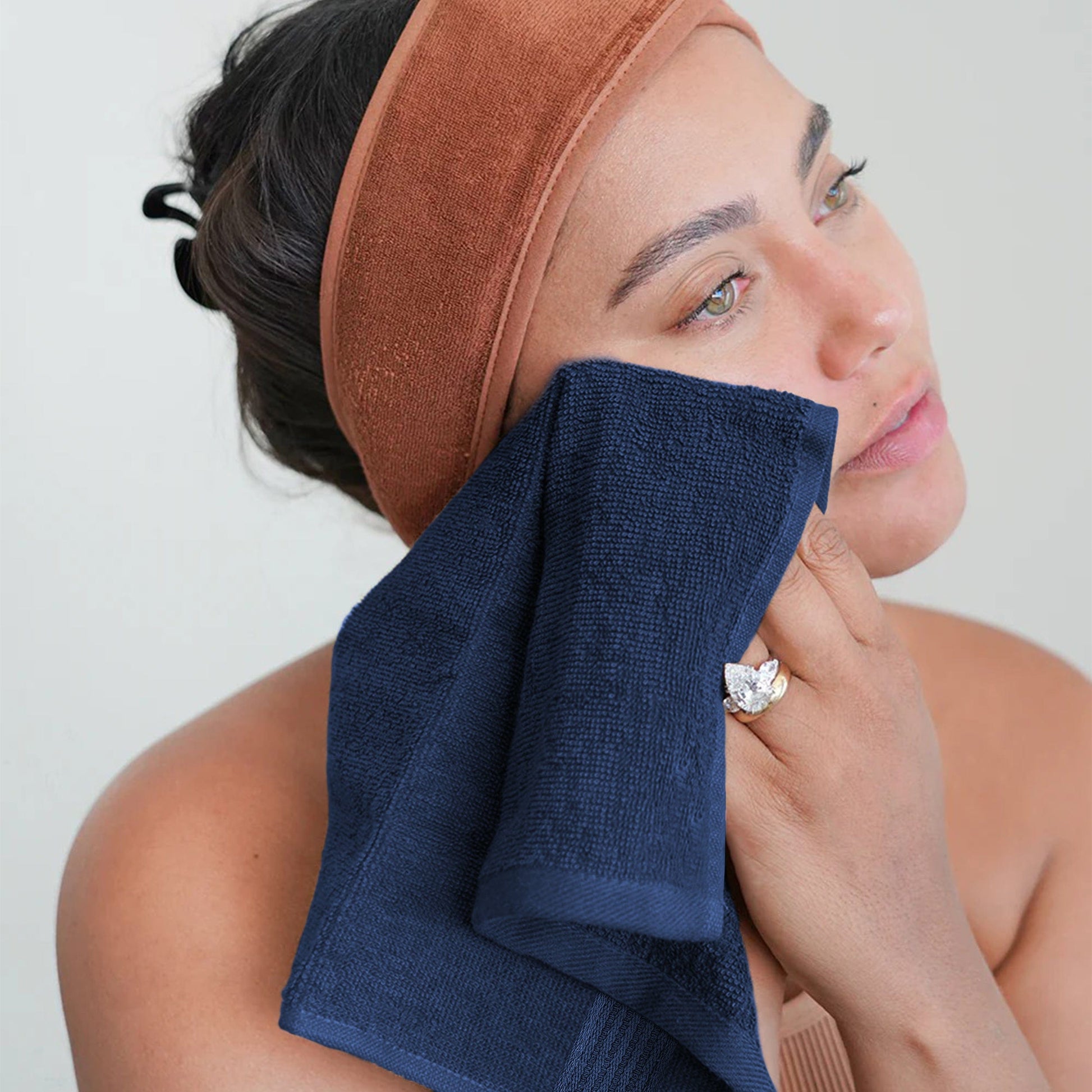 OLIVIA ROCCO Rhodes Towel Royal Blue 100% Cotton Hotel Quality Soft Super Absorbent Hand
