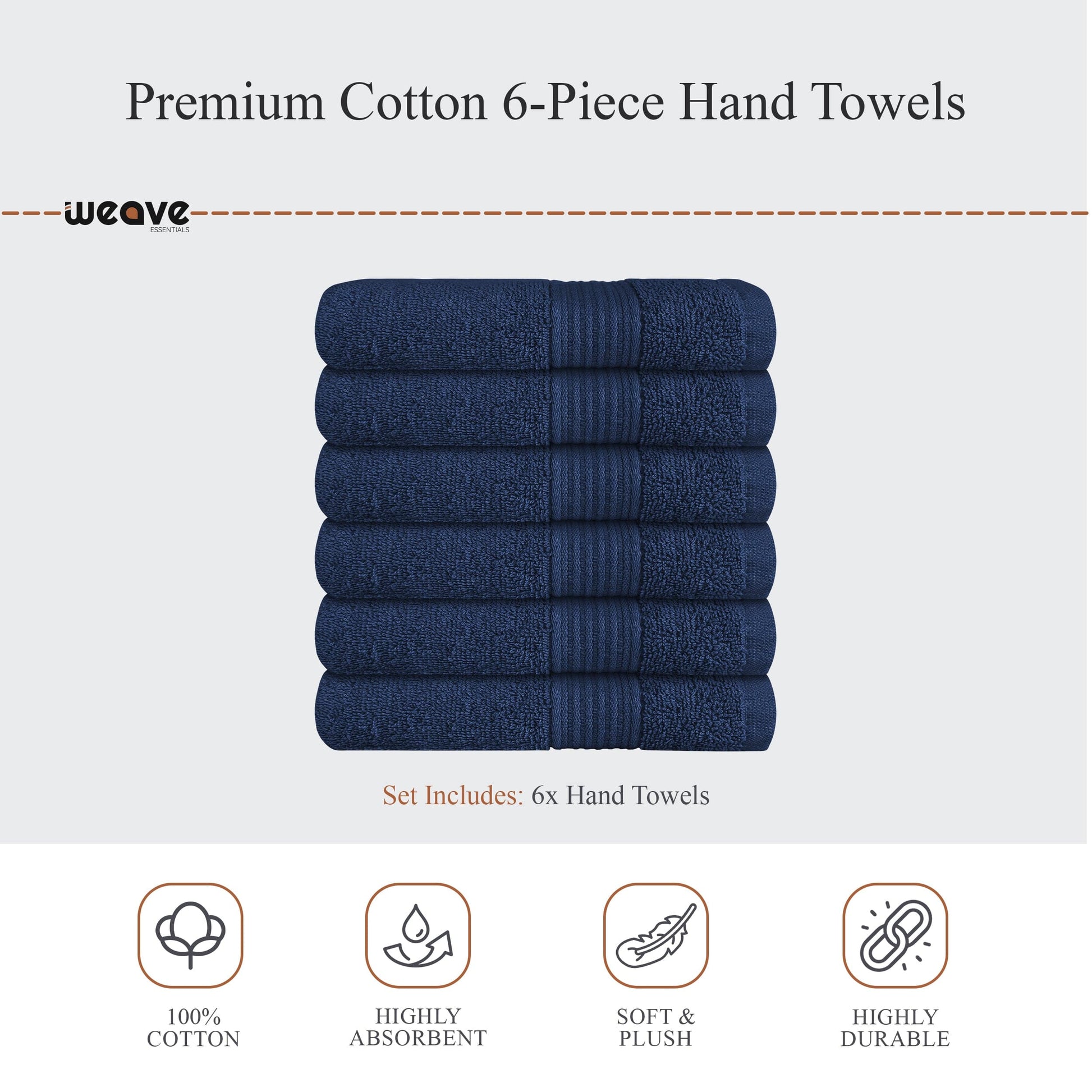 OLIVIA ROCCO Rhodes Towel Royal Blue 100% Cotton Hotel Quality Soft Super Absorbent Hand