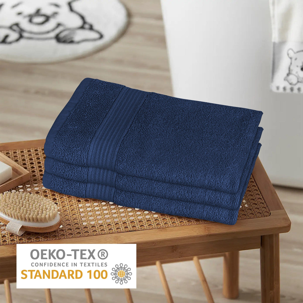 OLIVIA ROCCO Rhodes Towel Royal Blue 100% Cotton Hotel Quality Soft Super Absorbent Hand