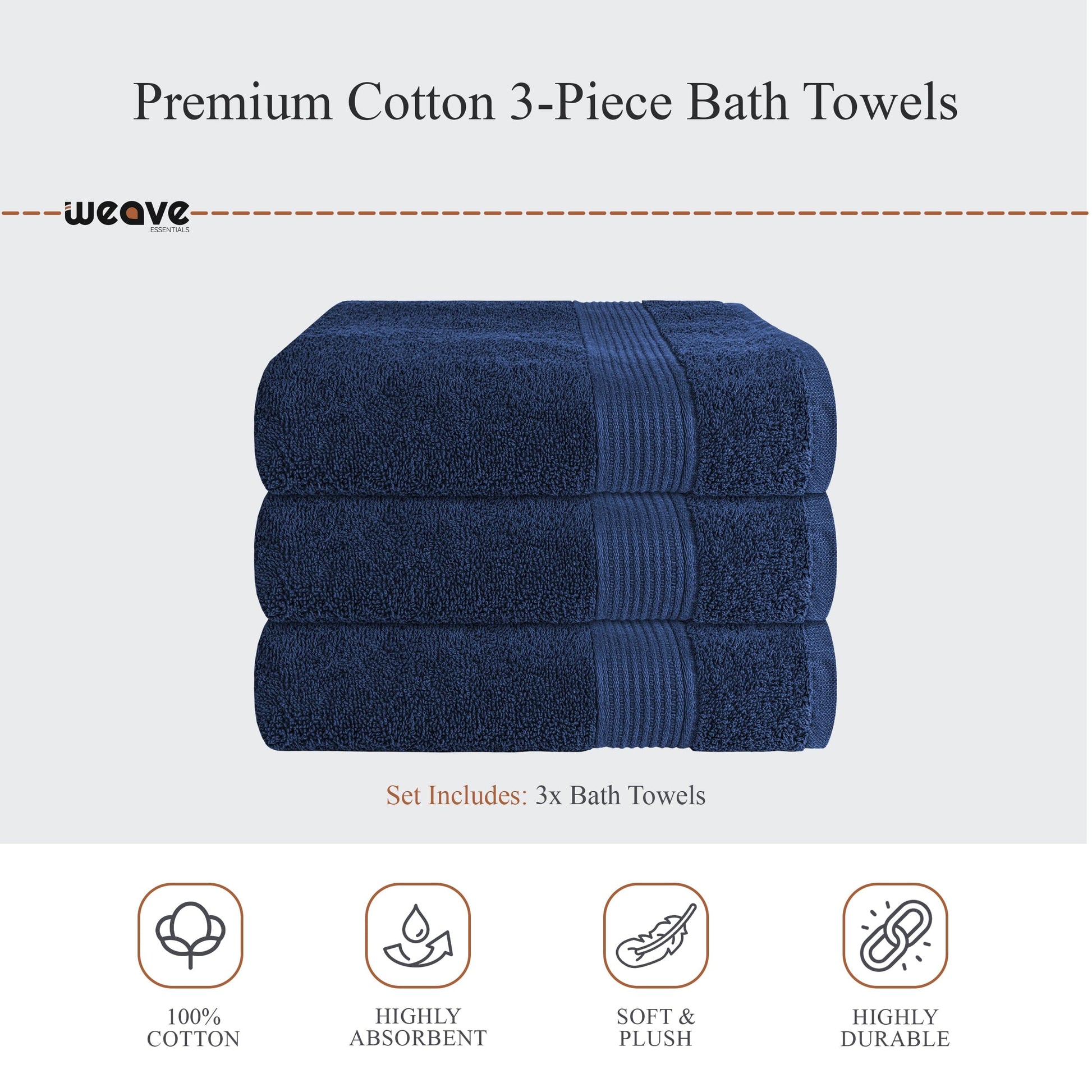 OLIVIA ROCCO Rhodes Towel Royal Blue 100% Cotton Hotel Quality Soft Super Absorbent Hand