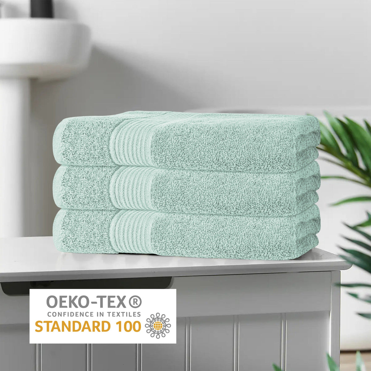 OLIVIA ROCCO Rhodes Towel Seafoam 100% Cotton Hotel Quality Soft Super Absorbent Hand