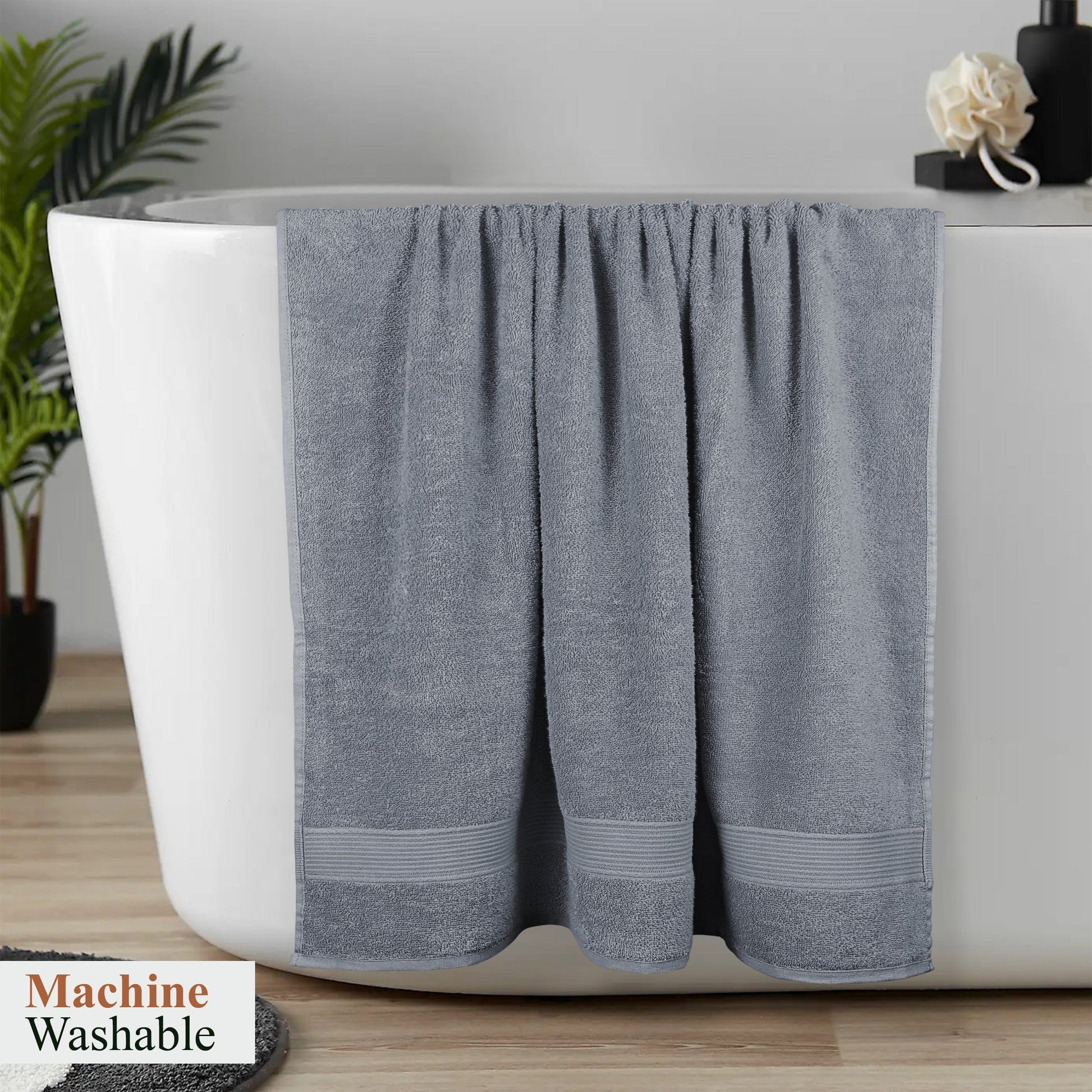 OLIVIA ROCCO Rhodes Towel Silver 100% Cotton Hotel Quality Soft And Ultra Absorbent Hand
