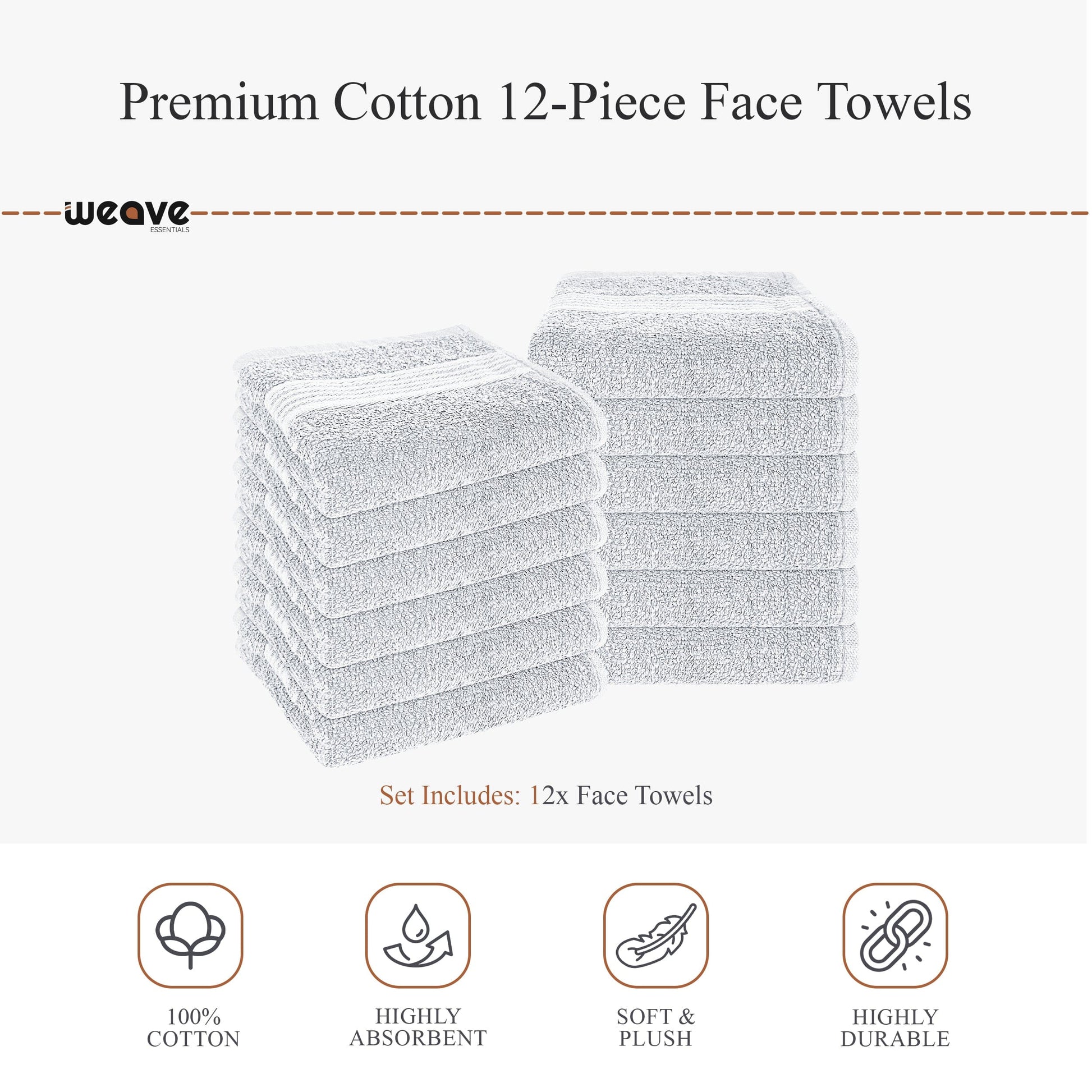 OLIVIA ROCCO Rhodes Towel White 100% Cotton Hotel Quality Soft Super Absorbent Hand Bath