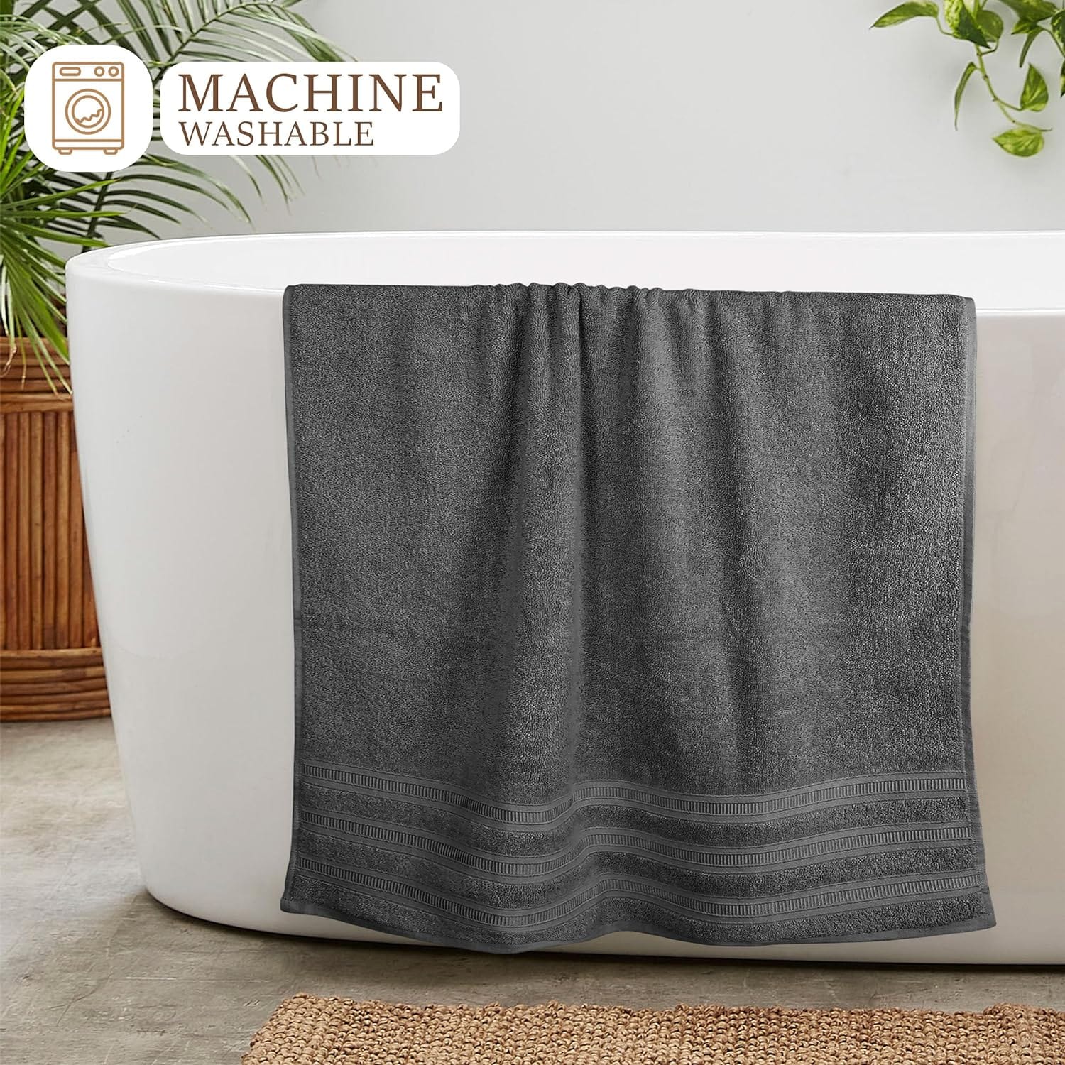 OLIVIA ROCCO Ritz Viscose Stripe Towels Super Soft Cotton Highly Absorbent Jumbo Bath