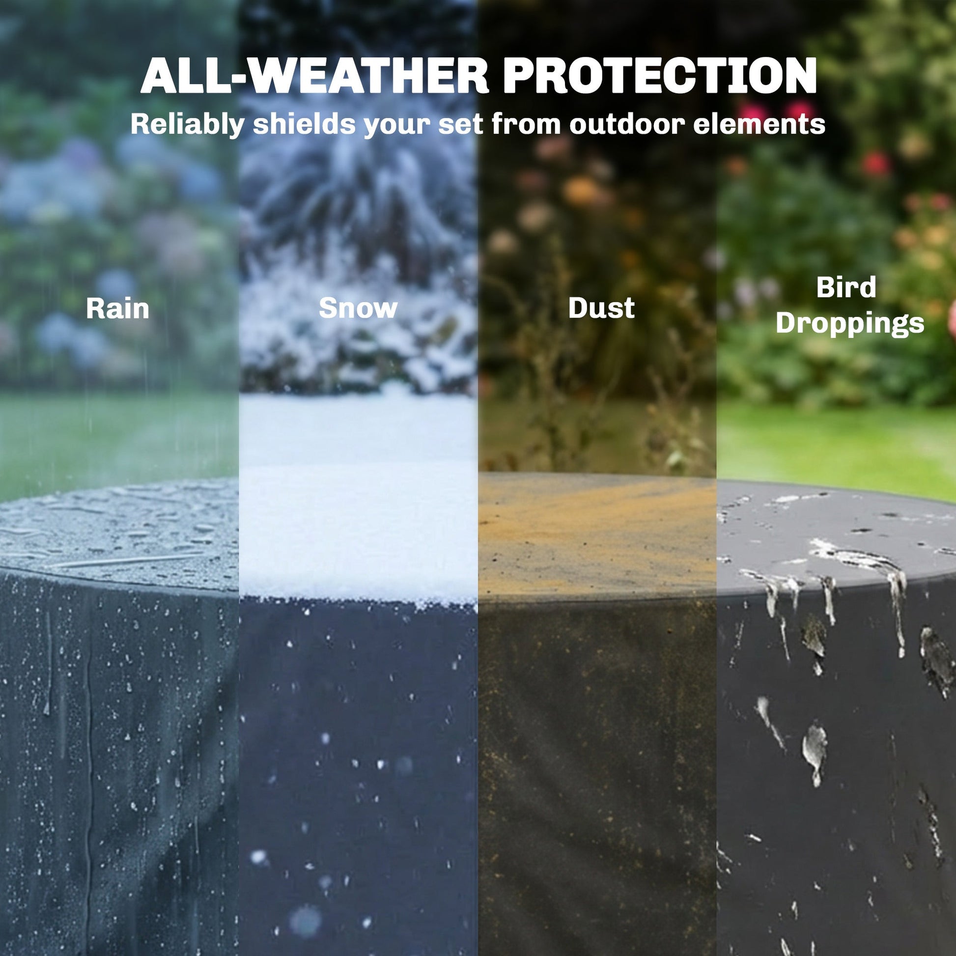 Round Garden Furniture Cover, Waterproof Garden Table Cover, 420D Heavy Duty Oxford for Outdoor, Dia.214 x 70 cm, Black