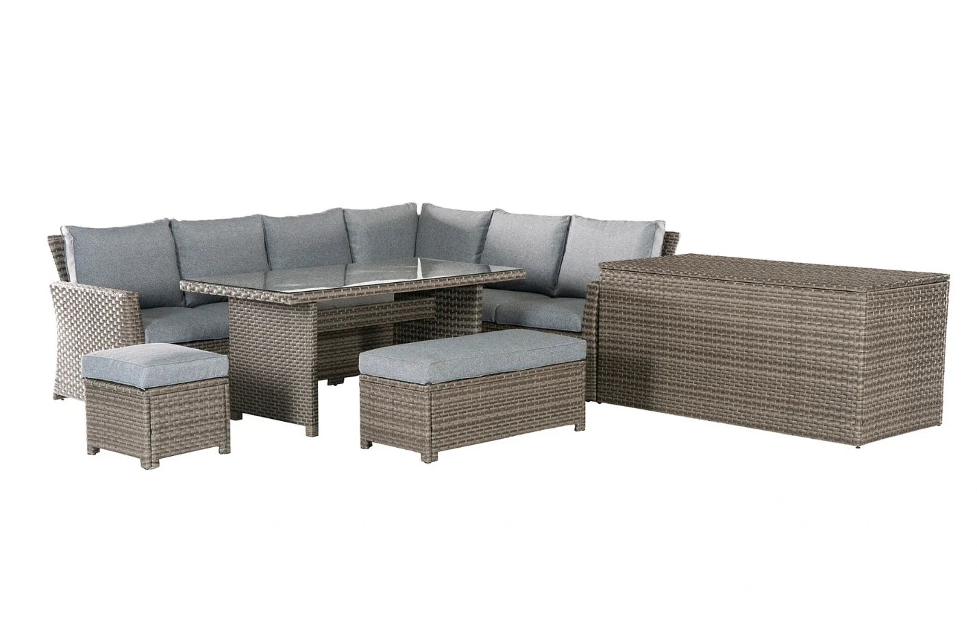 Palma Grey Rattan Garden Lounge Set and Cushion Box Bundle