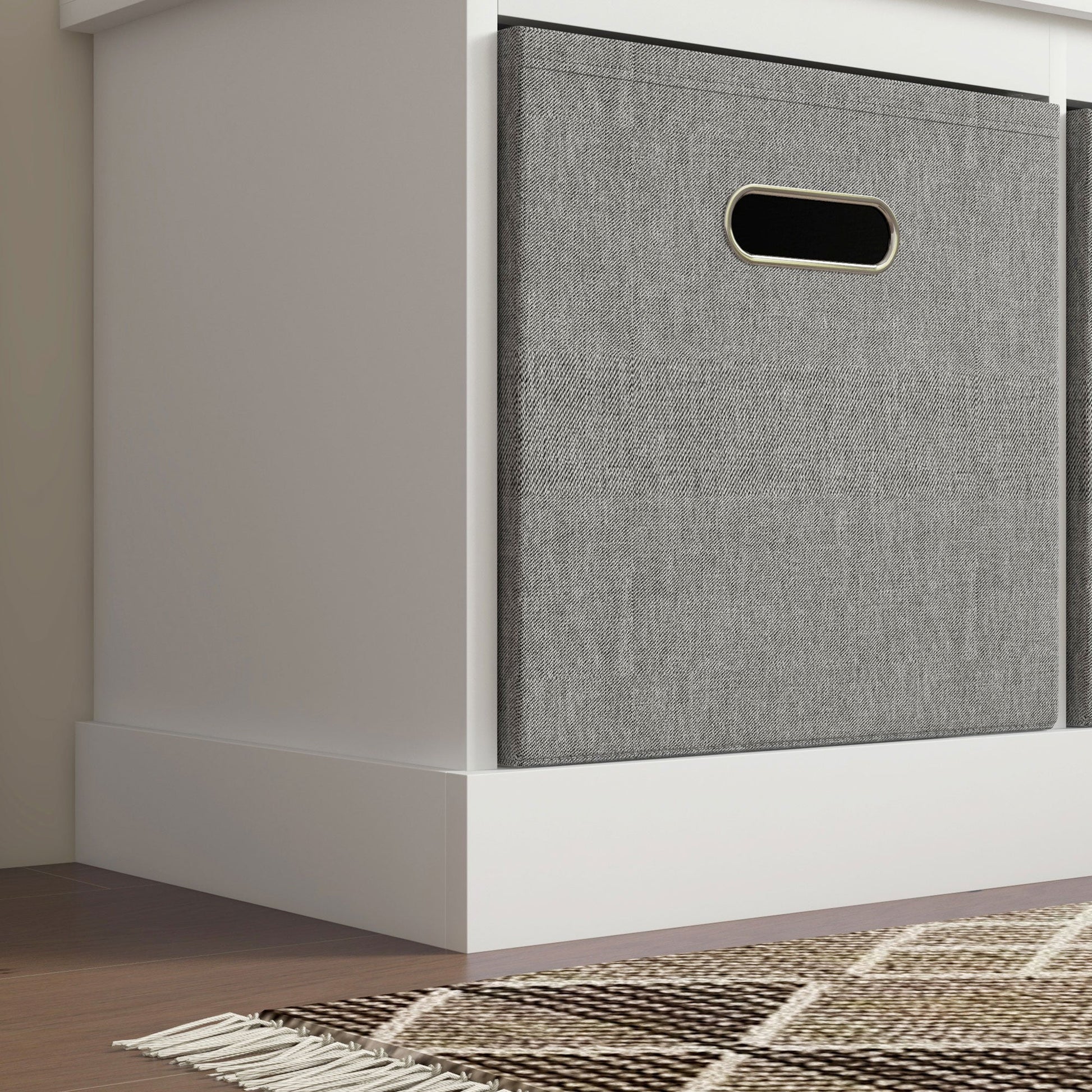 Three-Drawer Shoe Storage Bench, with Padded Top Seat - White