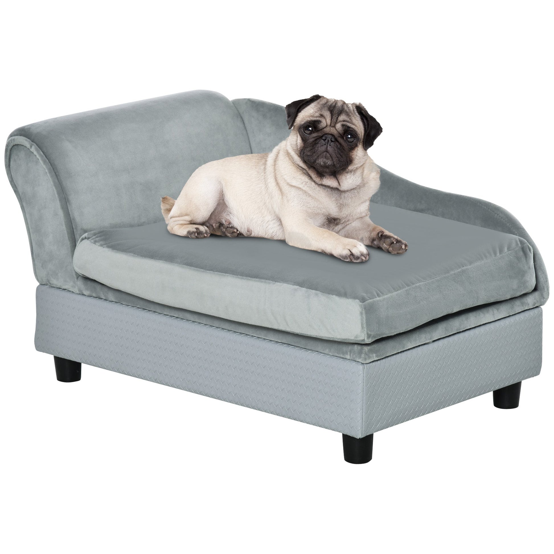 Pet Sofa Chair, with Storage, Cushion, for Small Dogs, Cats - Light Grey