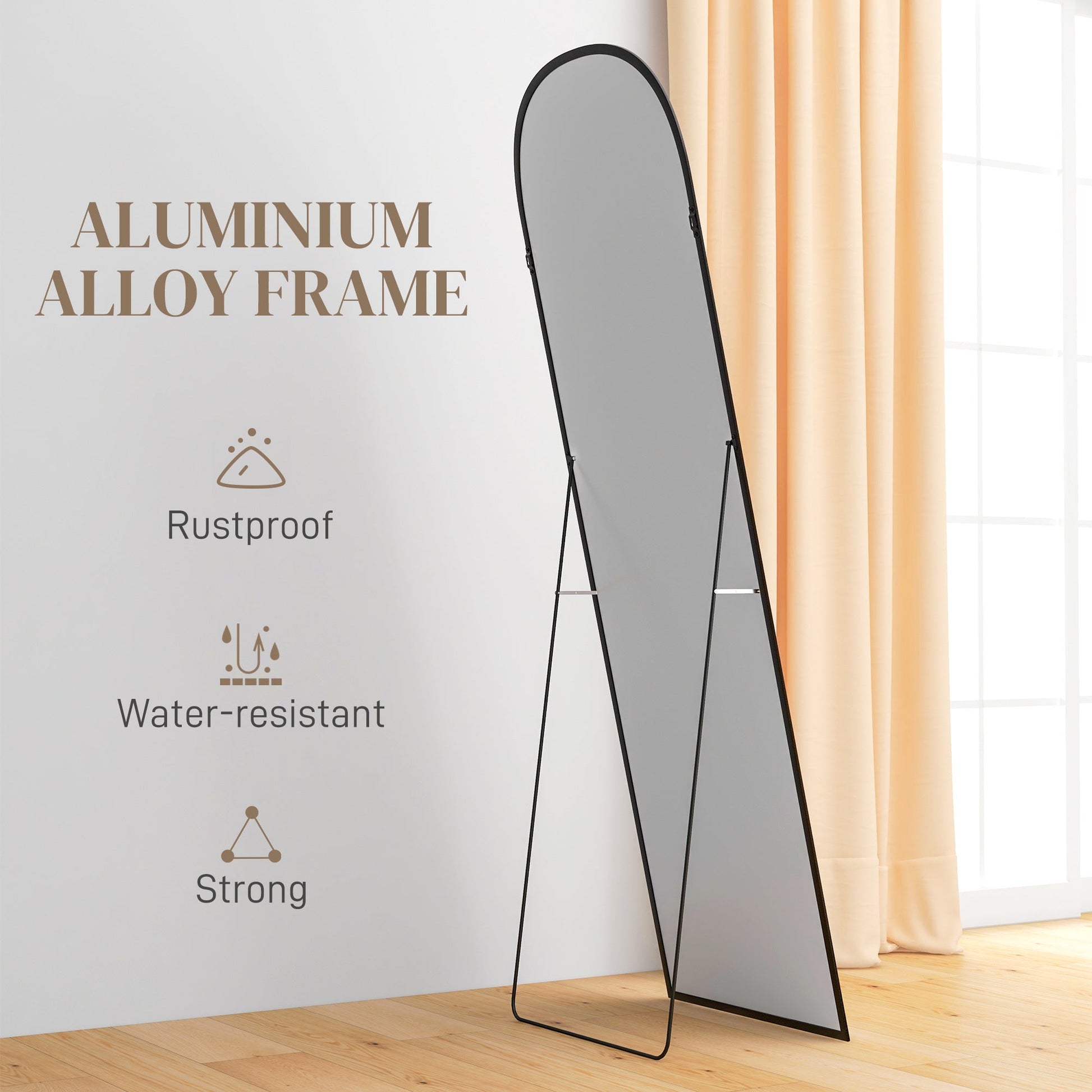 Aluminium Frame Standing Mirror - Black