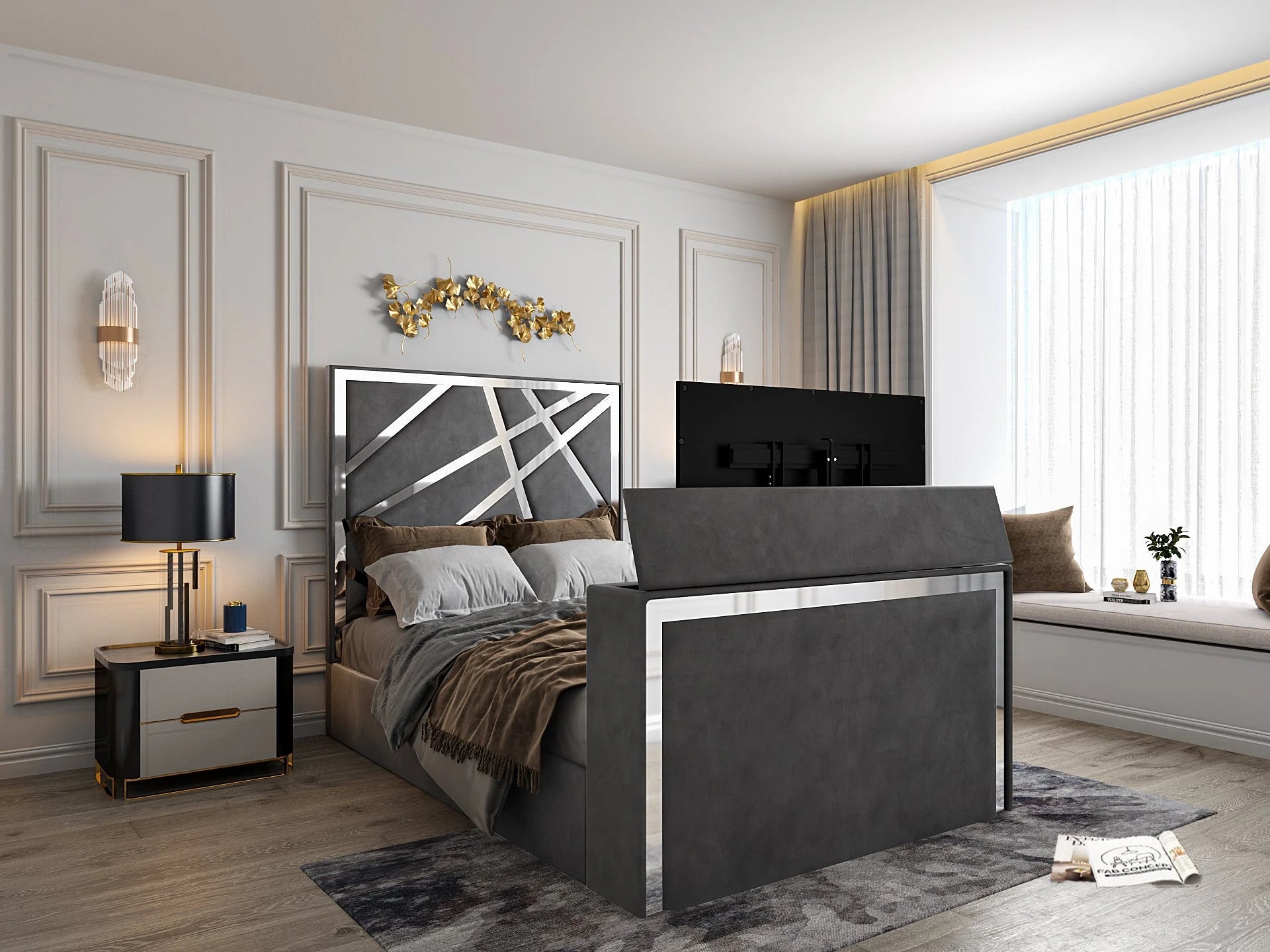 Valentina Upholstered Tv Bed Frame