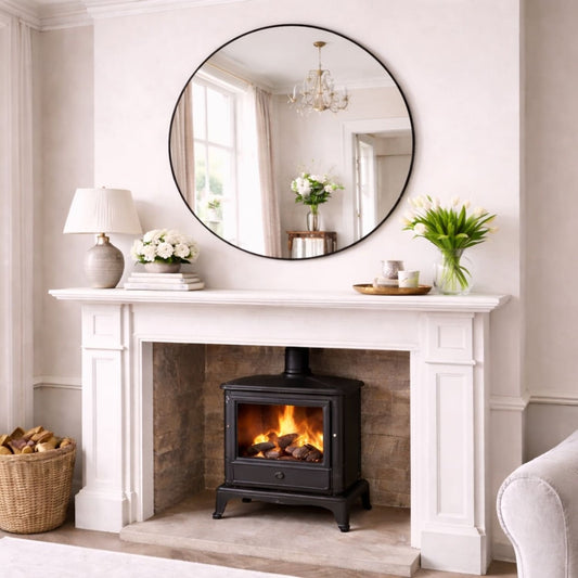 Extra Large Round Black Metal Circle Mirror - 120cm x 120cm
