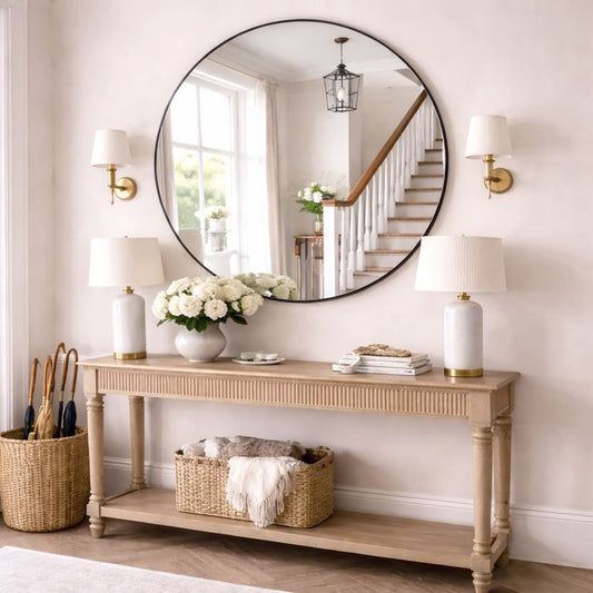Extra Large Round Black Metal Circle Mirror - 120cm x 120cm