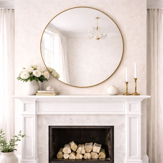 Extra Large Round Gold Metal Circle Mirror - 120cm x 120cm