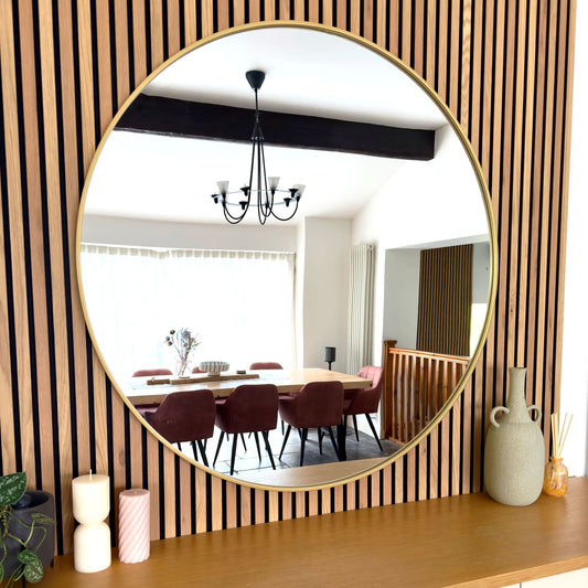 Extra Large Round Gold Metal Circle Mirror - 120cm x 120cm
