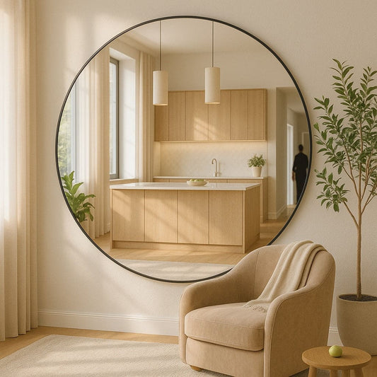 Large Round Black Metal Circle Mirror - 180cm x 180cm