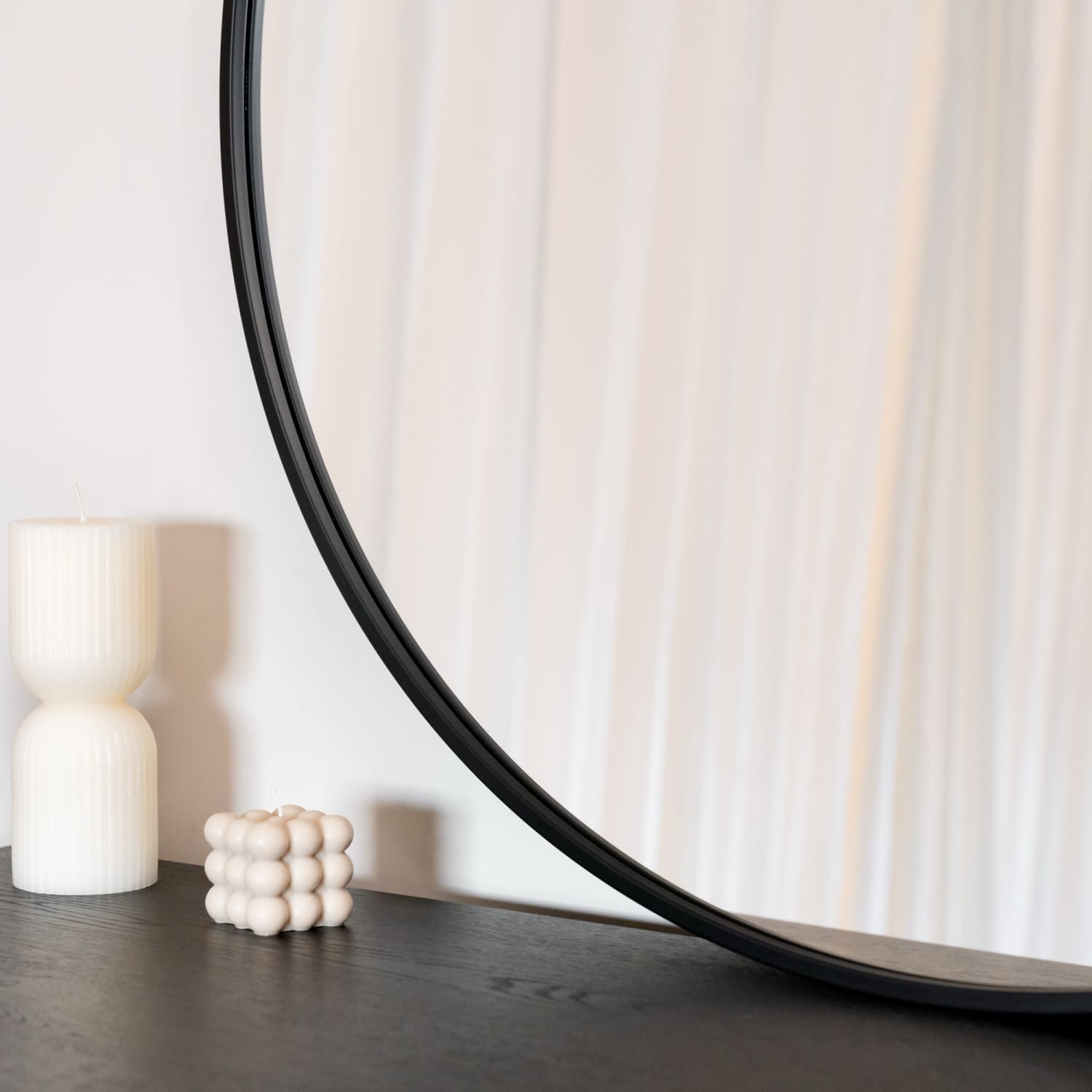 Large Round Black Metal Circle Mirror - 90cm x 90cm