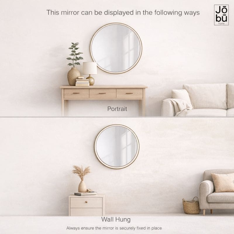 Large Round Black Metal Circle Mirror - 90cm x 90cm