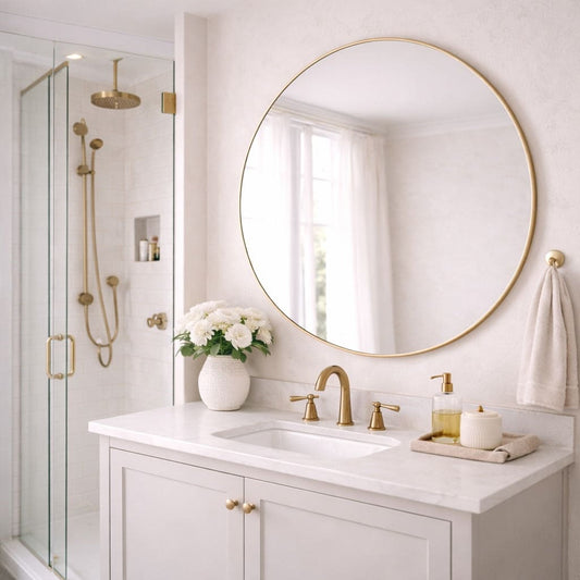 Large Round Gold Metal Circle Mirror - 90cm x 90cm
