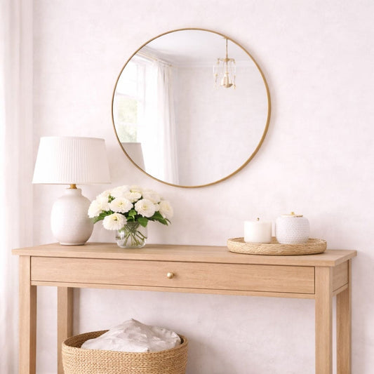 Round Gold Metal Circle Mirror - 50cm x 50cm