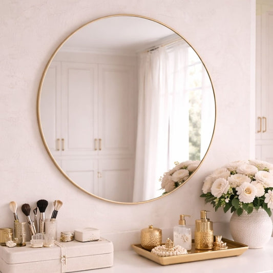 Round Gold Metal Circle Mirror - 70cm x 70cm