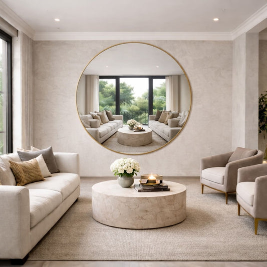 XXL Round Gold Metal Circle Mirror - 180cm x 180cm