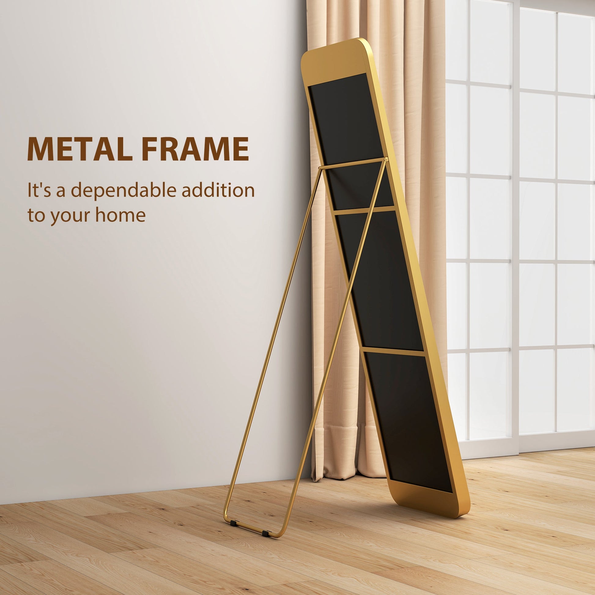 Rectangular Full Length Mirror - Gold Tone