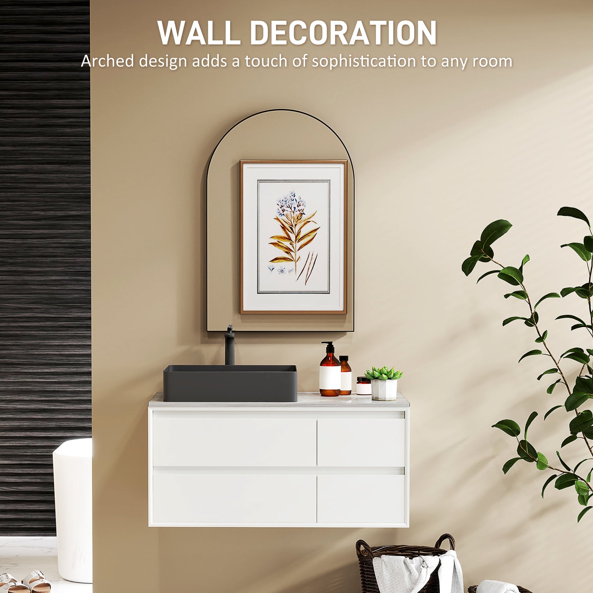 Arched Home Mirror - Black