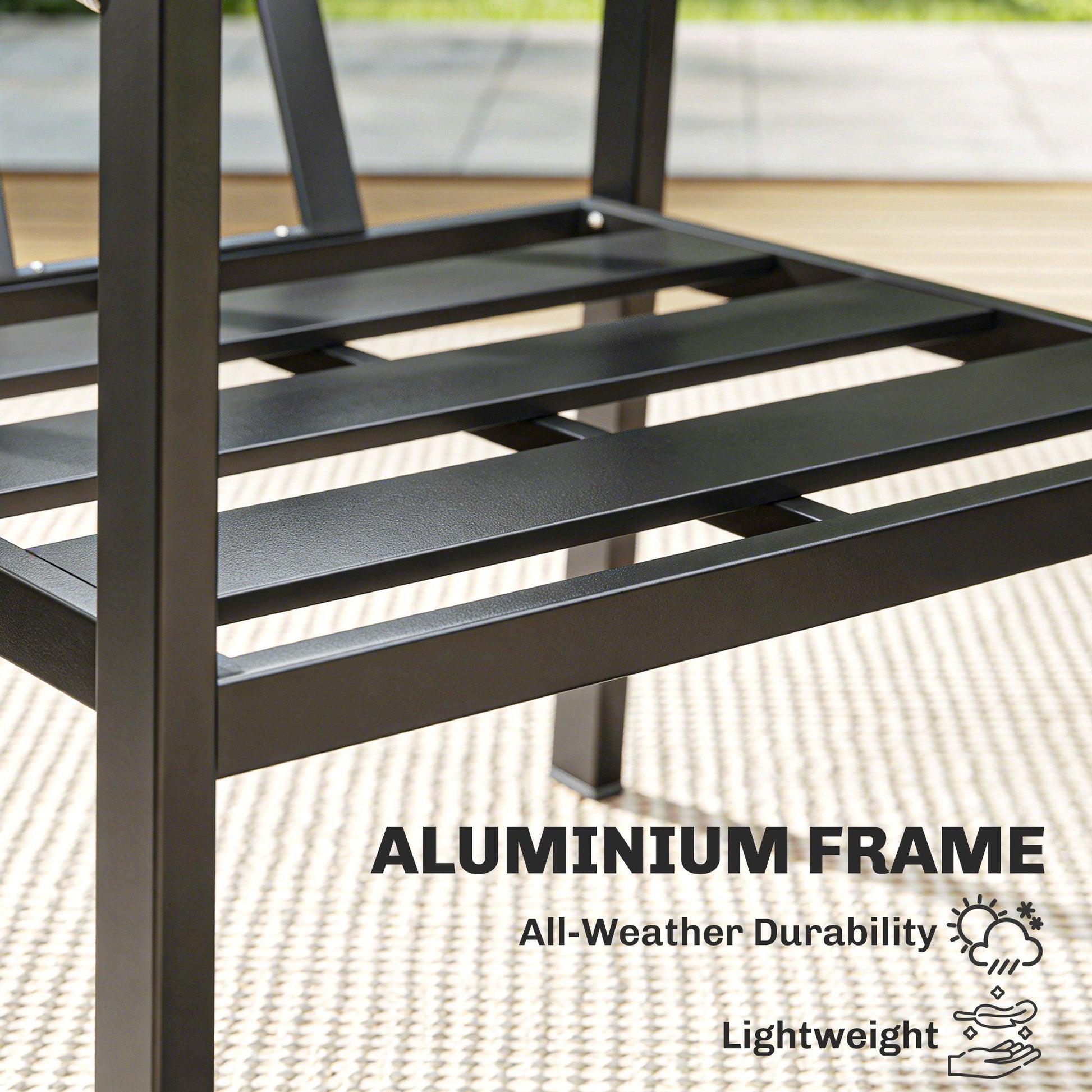 Aluminium Garden Furniture Set, 4 Seater Outdoor Patio Furniture with Loveseat, 2 Armchairs, Slatted Table