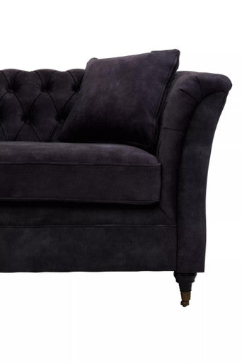 Sabrina Dark Grey Velvet Button Tufted 3 Seater Sofa