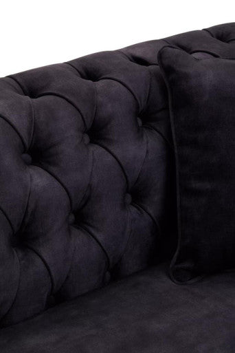 Sabrina Dark Grey Velvet Button Tufted 3 Seater Sofa