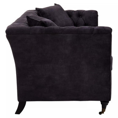 Sabrina Dark Grey Velvet Button Tufted 3 Seater Sofa