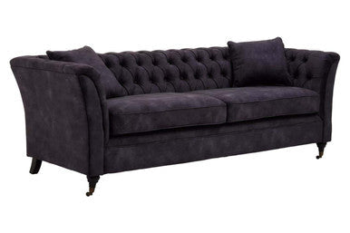 Sabrina Dark Grey Velvet Button Tufted 3 Seater Sofa