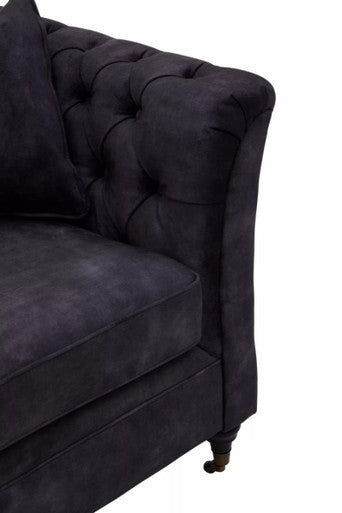 Sabrina Dark Grey Velvet Button Tufted 3 Seater Sofa