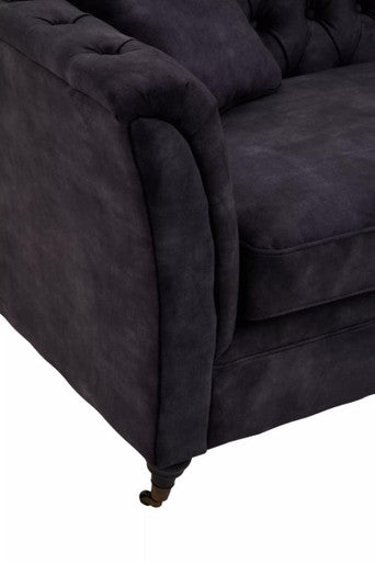 Sabrina Dark Grey Velvet Button Tufted 3 Seater Sofa