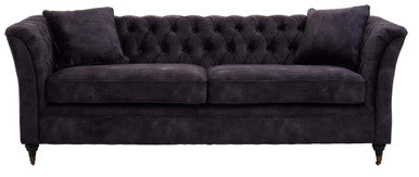 Sabrina Dark Grey Velvet Button Tufted 3 Seater Sofa