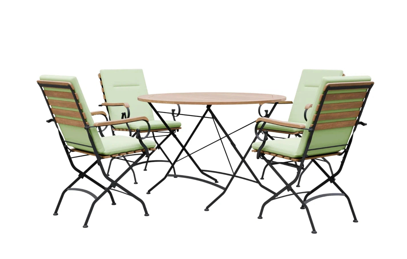 Sicily 4 Seater Teak and Wrought Iron Round 110cm Garden Dining Set
